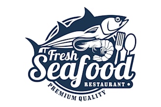 high quality beautiful seafood logo design