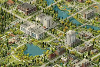 create high quality isometric vector maps illustrations