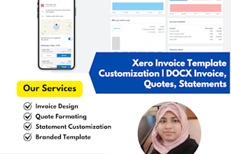 xero invoice template customization, quote and statement design