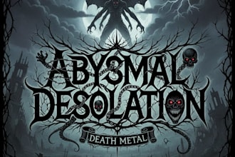 design a twisted horror themed metal logo