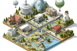 create vector or isometric map isometric map for you