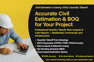 prepare bar bending schedule, quantity takeoff, boq billing