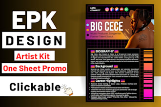 design clickable epk, artist press kit, one sheet promotion