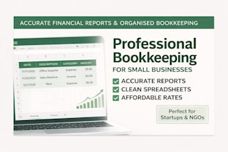 provide audit ready excel bookkeeping for startups and charities