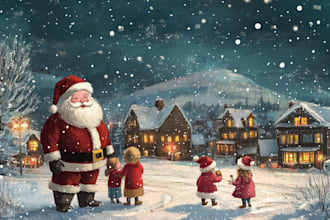 draw unique christmas cartoon