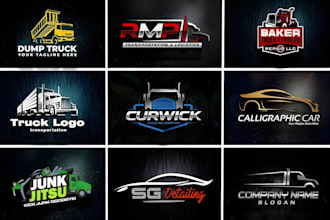 design trucking business transport dispatcher and towing trucking logo