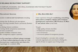 provide end to end recruitment, talent sourcing and hiring support