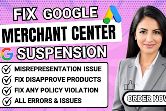 fix google merchant center suspension and misrepresentation