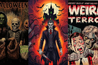 create horror vintage poster dark art hallowen movie poster vintage poster