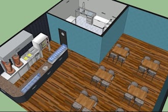 design restaurant interior cafe or shop interior 3d render