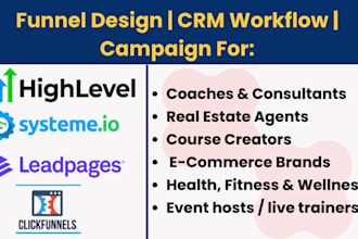 build systeme io, ghl webinar funnels, memberships and CRM setup for coaches
