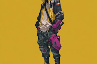 design anime character , cyberpunk character