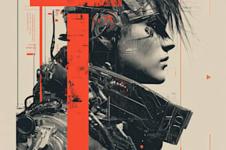 draw a cool typography logo cyberpunk or mecha futuristic