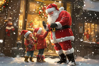 draw unique christmas illustration