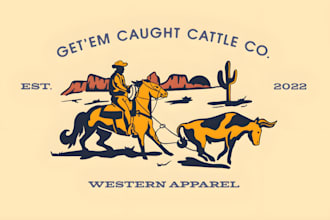do vintage cattle, ranch, farm, cowboy, texas, western or cattle brand logo
