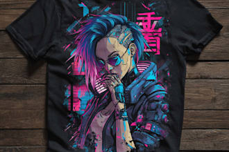 draw awesome japanese or anime streetwear style for t shirt