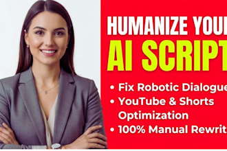 edit, rewrite, and humanize your ai youtube script, screenplay, movie script