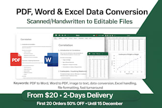 do PDF word and excel data conversion scanned or handwritten to editable