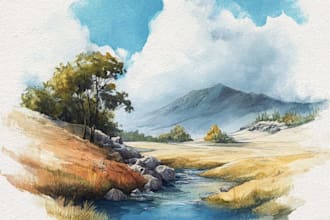 draw a watercolor landscape illustration