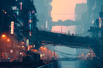 do cyberpunk futuristic city art