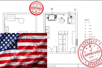 draw stamp architectural engineering structural mep framing plan city permit USA