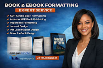 do book formatting for amazon KDP, layout design ebook, paperback print ready