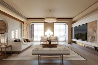 design zen and new chinese interior with 3d rendering