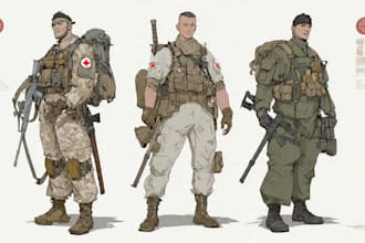 design military and shooter characters or props