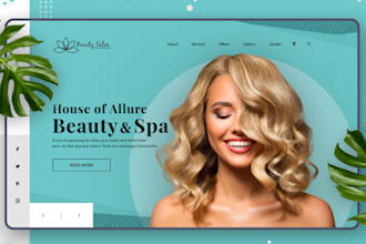 design beauty website, spa website, salon website, hair extension, beauty salon