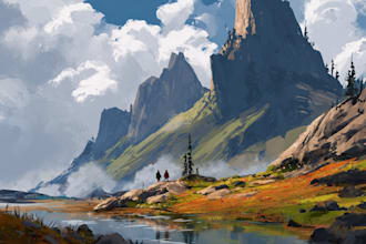 draw the landscape illustration or concept art