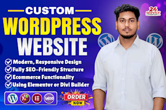 develop a custom wordpress website with elementor or divi