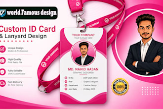 do a professional id badge id card name card and lanyard