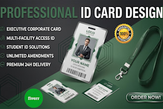 design a professional id badge id card name card and lanyard