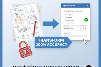 handwritten notes to word and typing work with 100percent accuracy