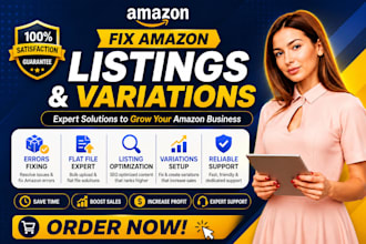 create amazon product listings, amazon variation and fix amazon listing errors