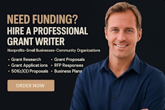 write grant proposals, do grant research, 501c3 and business plans