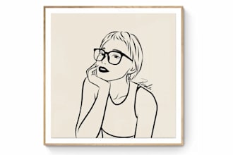 do minimalist custom vector art feminine illustration hand drawn line art logo