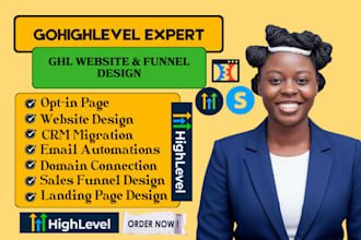 setup ghl account with gohighlevel sales funnel and landing page design on ghl