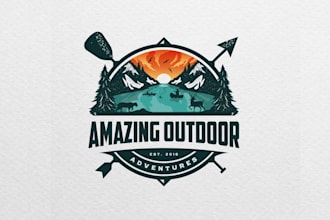 design outdoor, hunting, camping, rv camper trailer, adventure logo and tshirt