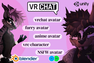 create a custom furry vrchat avatar, veseeface, fursona 3d anthro model