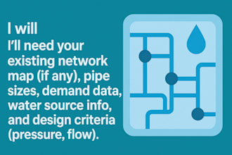 design analyze water distribution treatment system pipes pump flow calculations