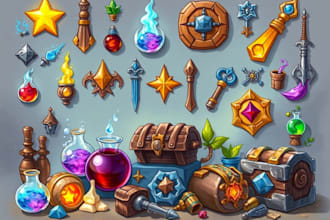 design 2d game icon hand drawn game asset, hand paint skill item, objects, props