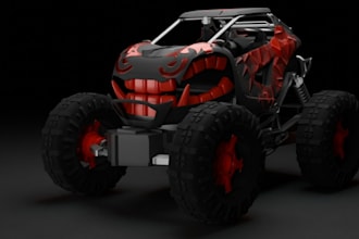 sculpt 3d monster truck,custom vehicle model,game asset,pbr 4k,automotive design