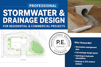 stormwater drainage design for residential, commercial, roadway, civil project