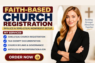 register your US nonprofit, church 501c3 or 508c1a faith based organization
