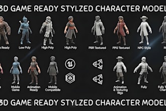 do game ready low high poly pbr npc rpg 3d rigged textured stylized character