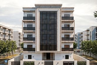 rebuild apartment building exterior design   residential facade 3d max render