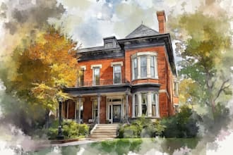 do your dream watercolor house portrait art