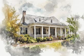 make your dream watercolor house portrait art
