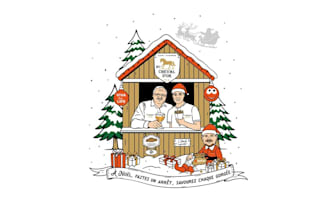 create christmas pull horse logo design